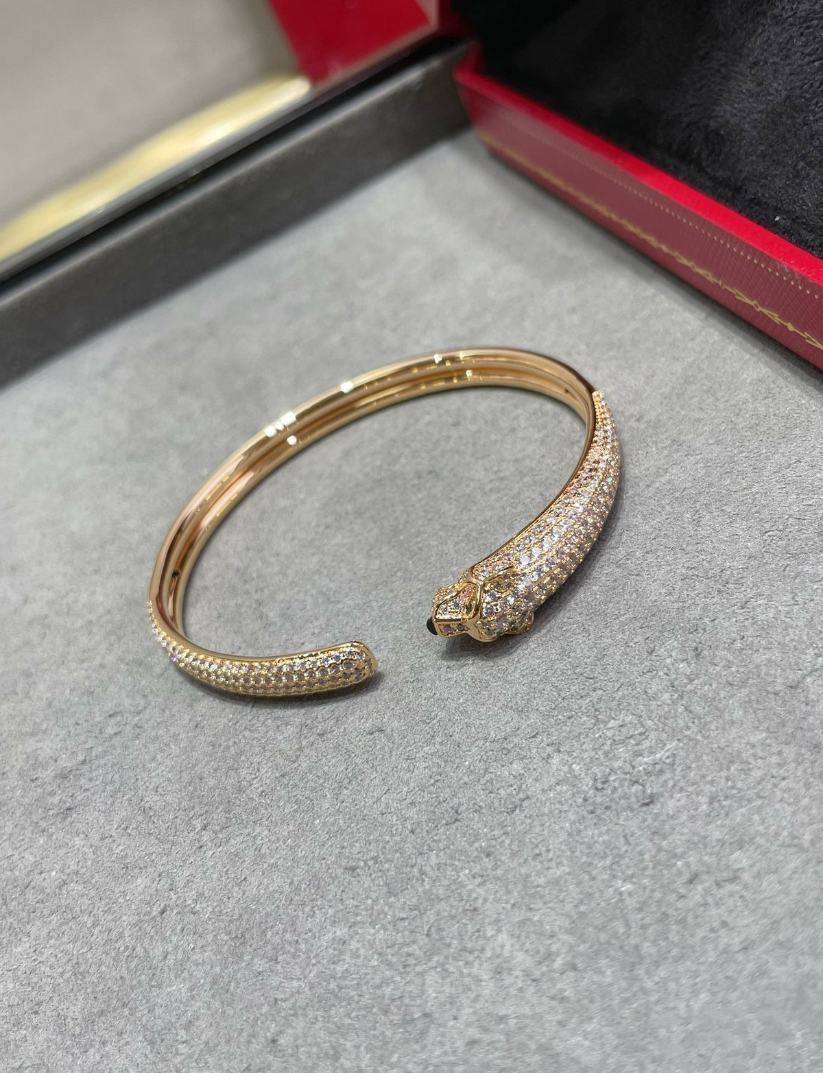 [⭐Mirelle]PANTHERE FULL DIAMOND OPEN BRACELET