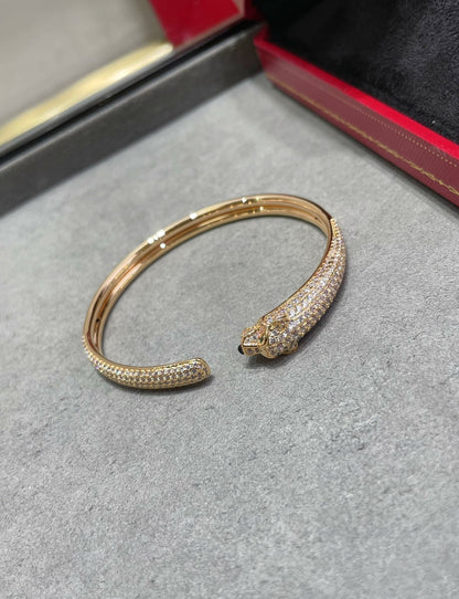 [⭐Mirelle]PANTHERE FULL DIAMOND OPEN BRACELET
