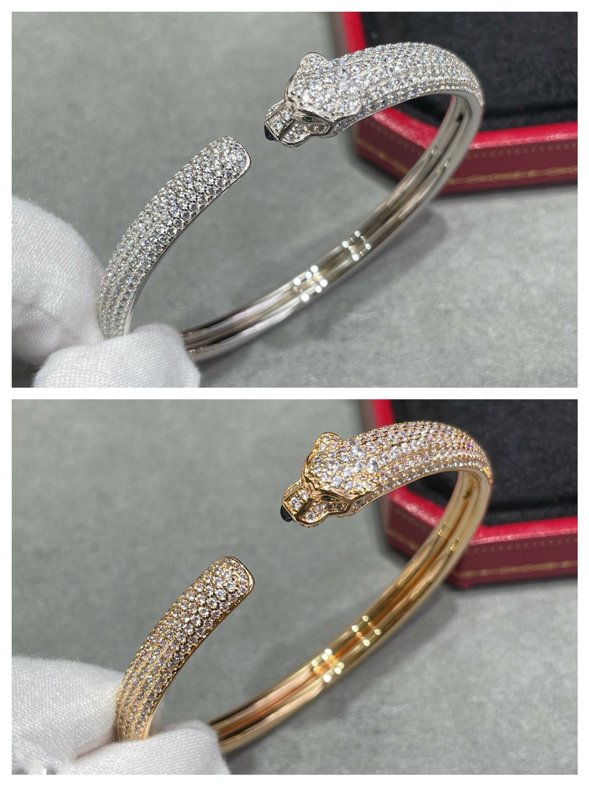 [⭐Mirelle]PANTHERE FULL DIAMOND OPEN BRACELET