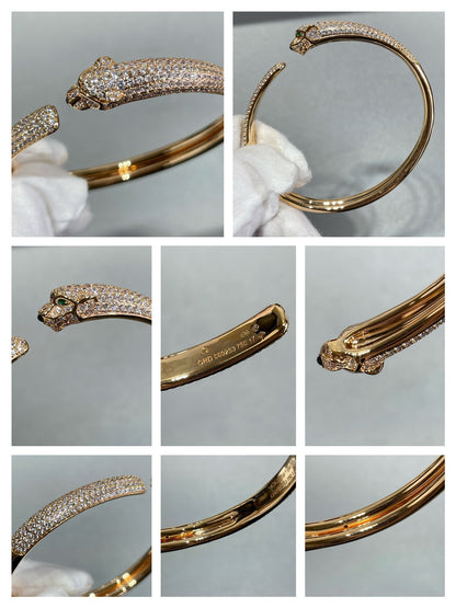 [⭐Mirelle]PANTHERE FULL DIAMOND OPEN BRACELET