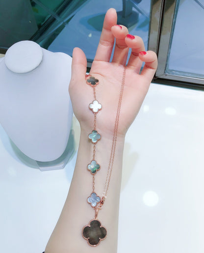 [⭐Mirelle]COMBINED BRACELET 5 MOTIFS AND NECKLACE DARK MOP ROSE GOLD
