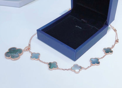 [⭐Mirelle]COMBINED BRACELET 5 MOTIFS AND NECKLACE DARK MOP ROSE GOLD