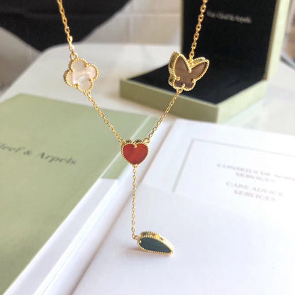[⭐Mirelle]LUCKY SPRING 4 MOTIFS ROSE GOLD NECKLACE