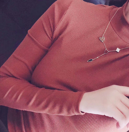 [⭐Mirelle]LUCKY SPRING 4 MOTIFS ROSE GOLD NECKLACE
