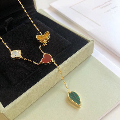 [⭐Mirelle]LUCKY SPRING 4 MOTIFS ROSE GOLD NECKLACE