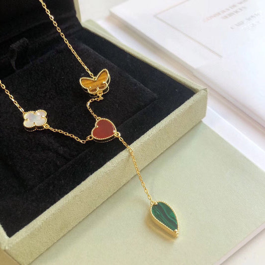 [⭐Mirelle]LUCKY SPRING 4 MOTIFS ROSE GOLD NECKLACE