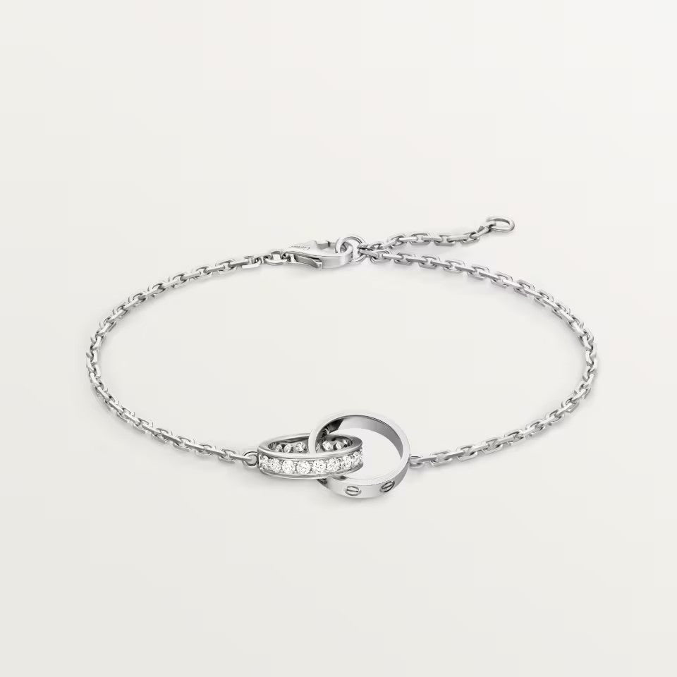 [⭐Mirelle]LOVE DOUBLE RING HALF DIAMOND BRACELET