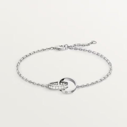 [⭐Mirelle]LOVE DOUBLE RING HALF DIAMOND BRACELET