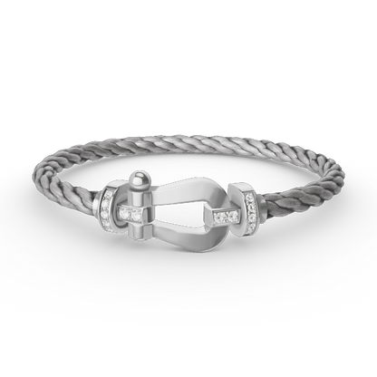 [⭐Mirelle]FORCE LARGE HORSESHOE HALF DIAMOND BRACELET SILVER