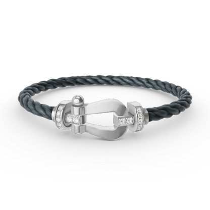 [⭐Mirelle]FORCE LARGE HORSESHOE HALF DIAMOND BRACELET SILVER