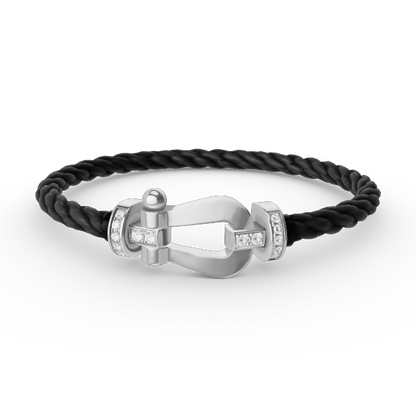 [⭐Mirelle]FORCE LARGE HORSESHOE HALF DIAMOND BRACELET SILVER