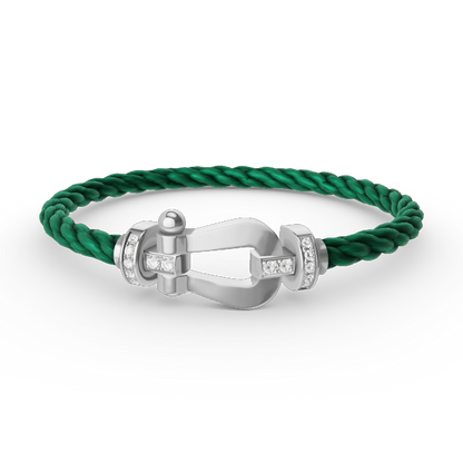 [⭐Mirelle]FORCE LARGE HORSESHOE HALF DIAMOND BRACELET SILVER