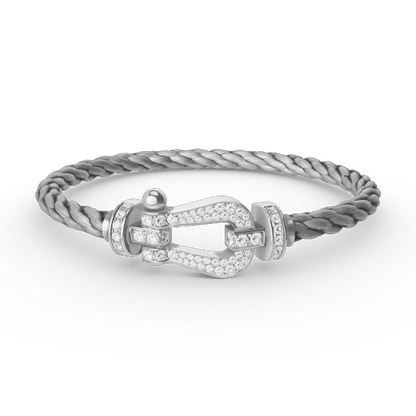 [⭐Mirelle]FORCE LARGE HORSESHOE FULL DIAMOND BRACELET SILVER