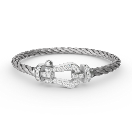 [⭐Mirelle]FORCE LARGE HORSESHOE FULL DIAMOND BRACELET SILVER
