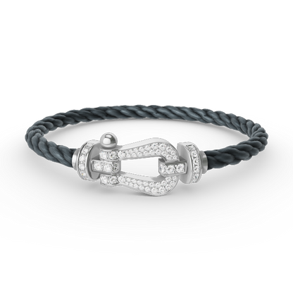 [⭐Mirelle]FORCE LARGE HORSESHOE FULL DIAMOND BRACELET SILVER