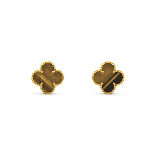 [⭐Mirelle]CLOVER MEDIUM 1 MOTIFS TIGER EYE EARRINGS