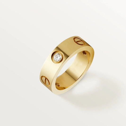 [⭐Mirelle]LOVE RING 5.5MM 3 DIAMONDS PINK GOLD