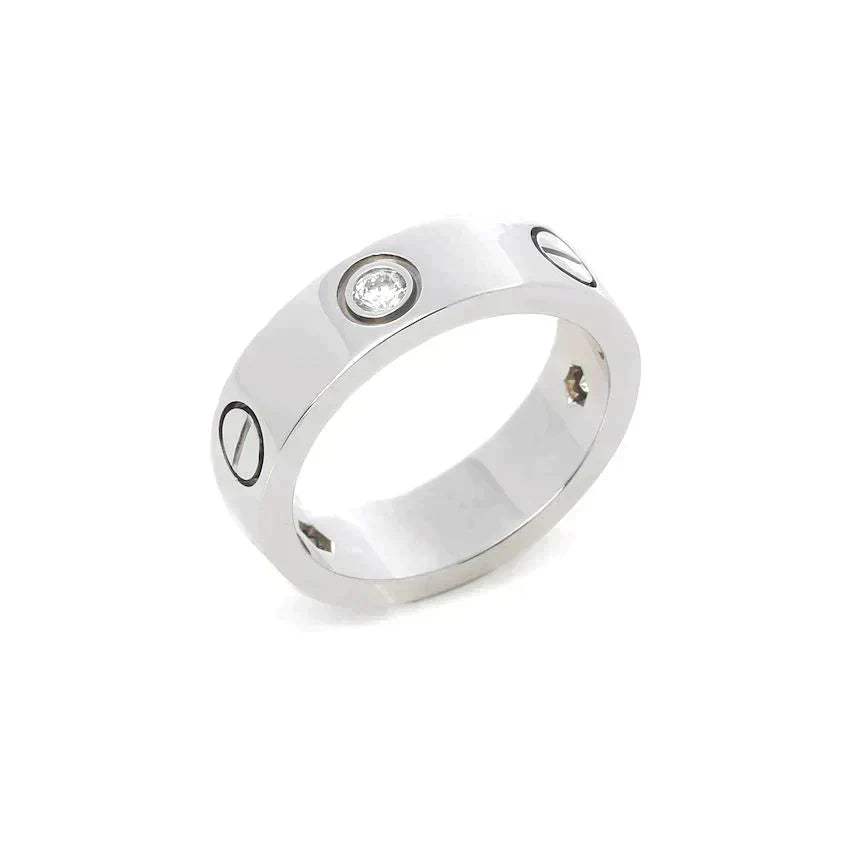 [⭐Mirelle]LOVE RING 5.5MM 3 DIAMONDS SILVER