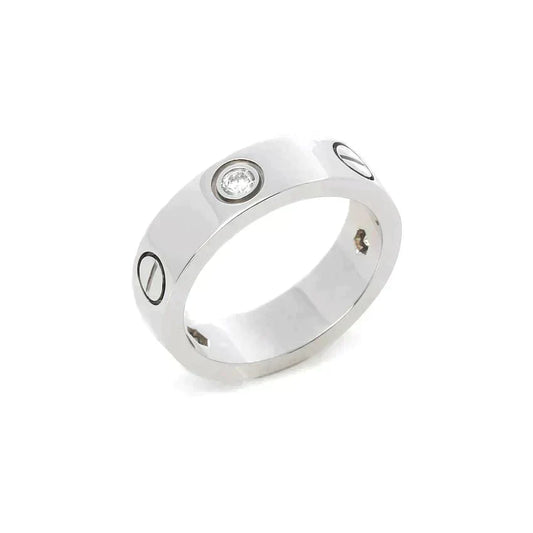 [⭐Mirelle]LOVE RING 5.5MM 3 DIAMONDS SILVER