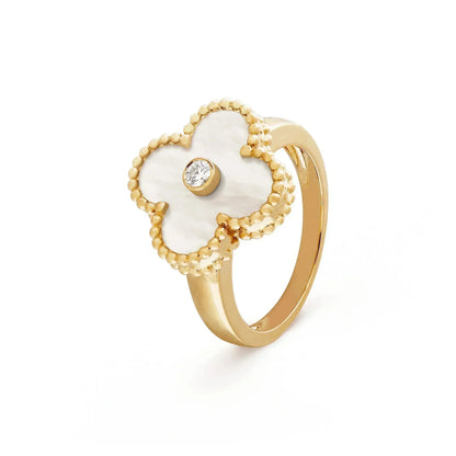 [⭐Mirelle]CLOVER PINK MOP RING GOLD DIAMOND